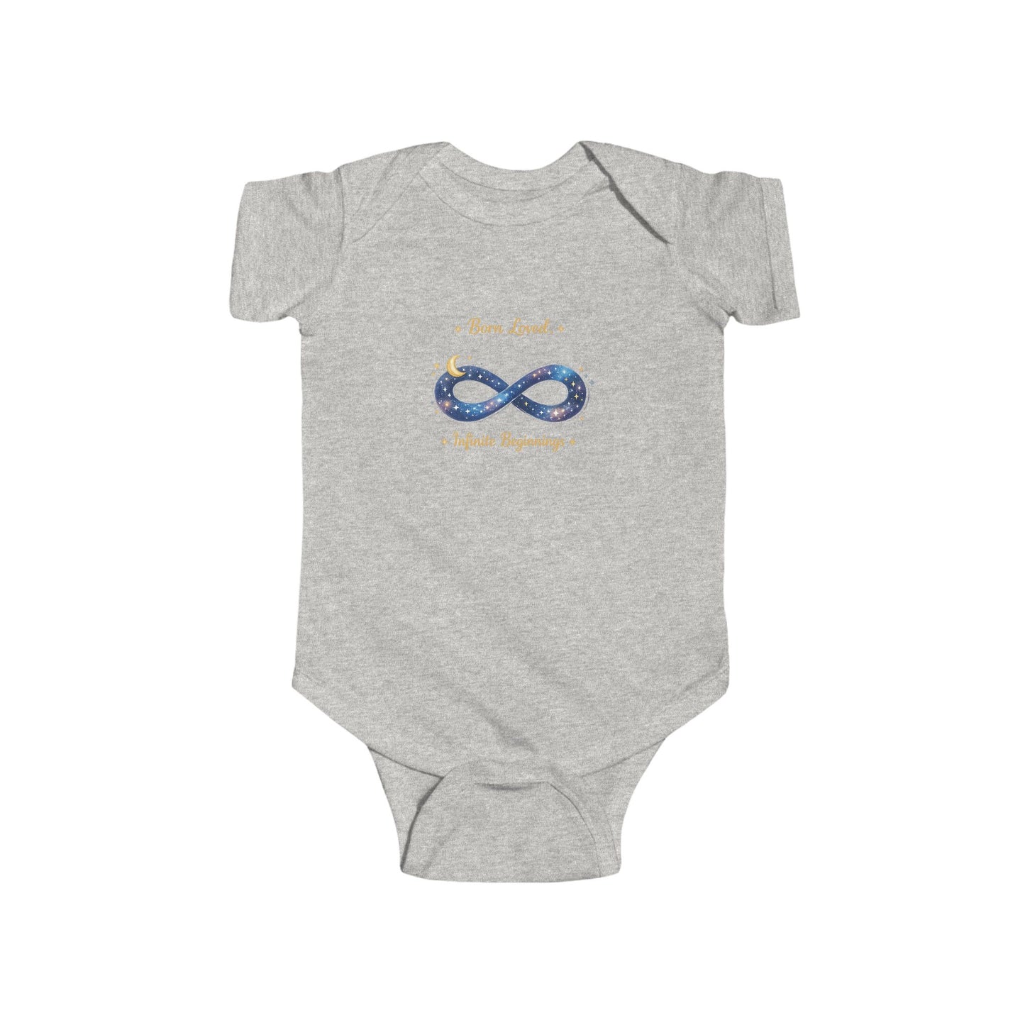 Infant Bodysuit “Born Loved” Galaxy Infinity Graphic — Newborn Baby Shower Gift