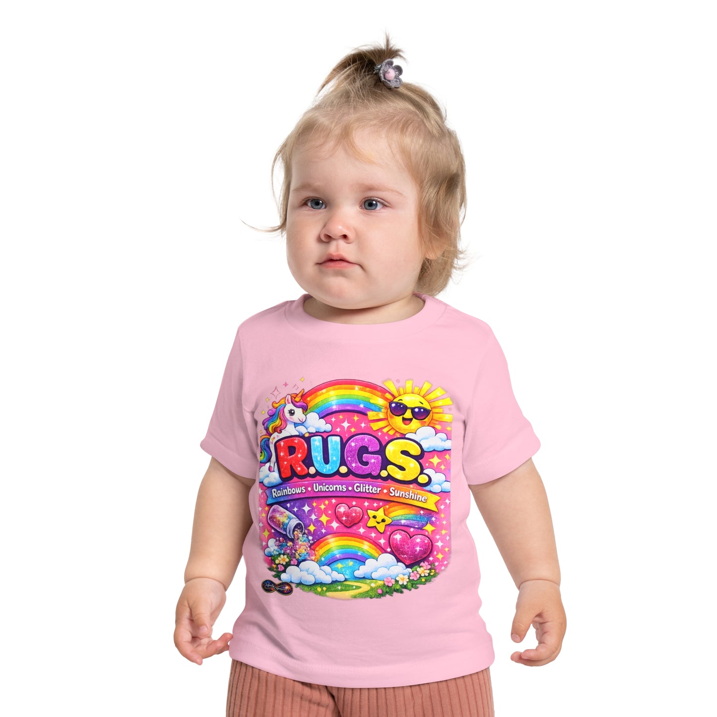 Baby T-Shirt — 'R.U.G.S.' Rainbow Unicorn Graphic Tee
