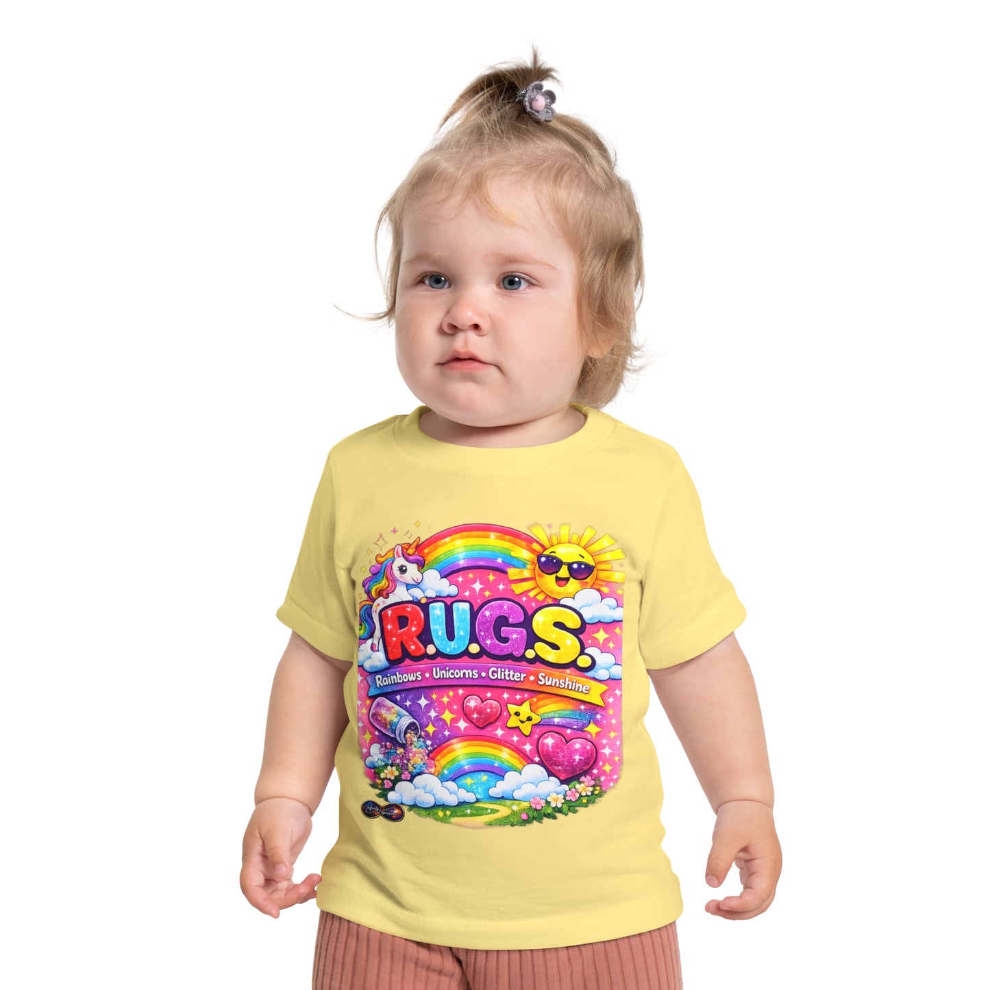 Baby T-Shirt — 'R.U.G.S.' Rainbow Unicorn Graphic Tee