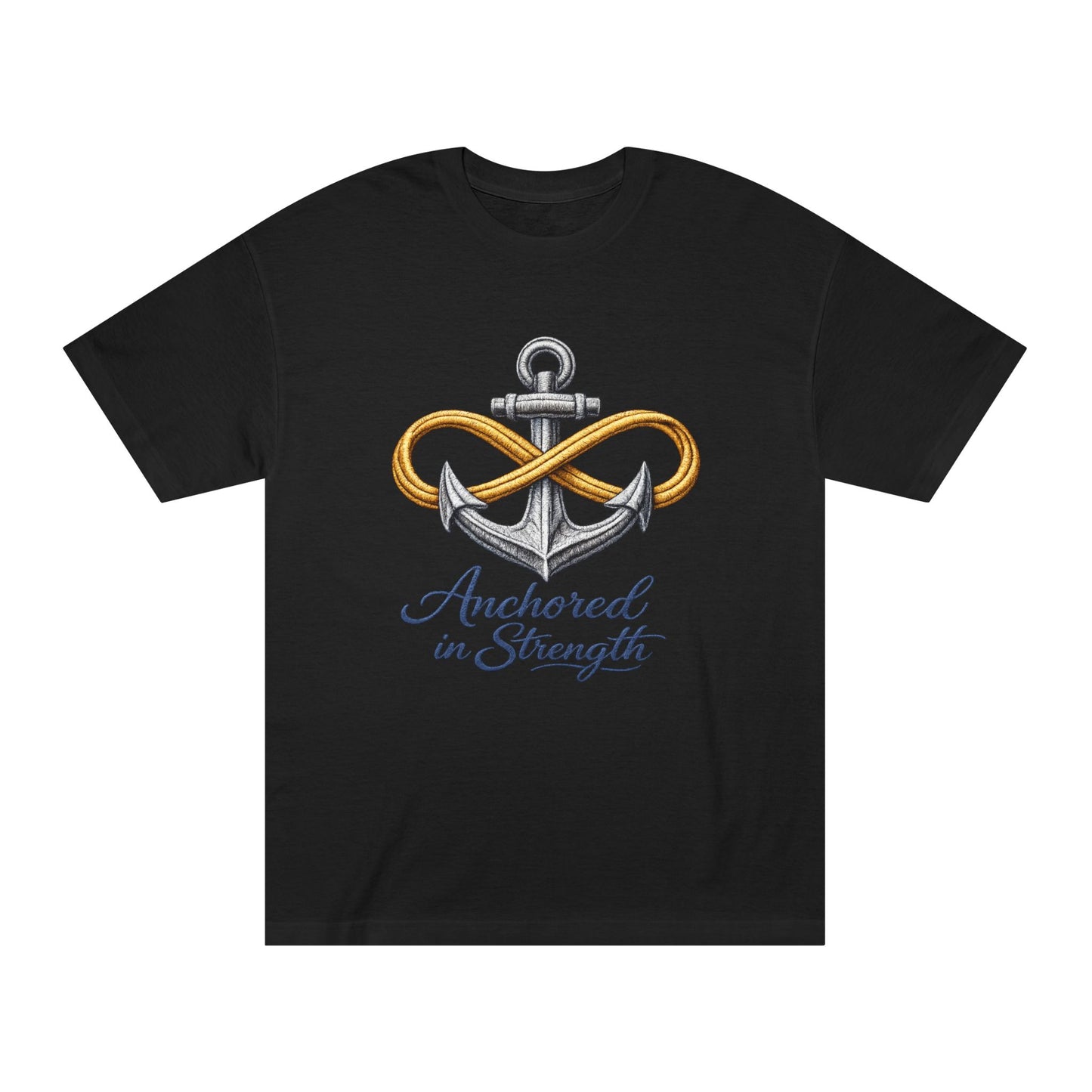 Anchored in Strength Tee — Anchor & Infinity Symbol Graphic Shirt