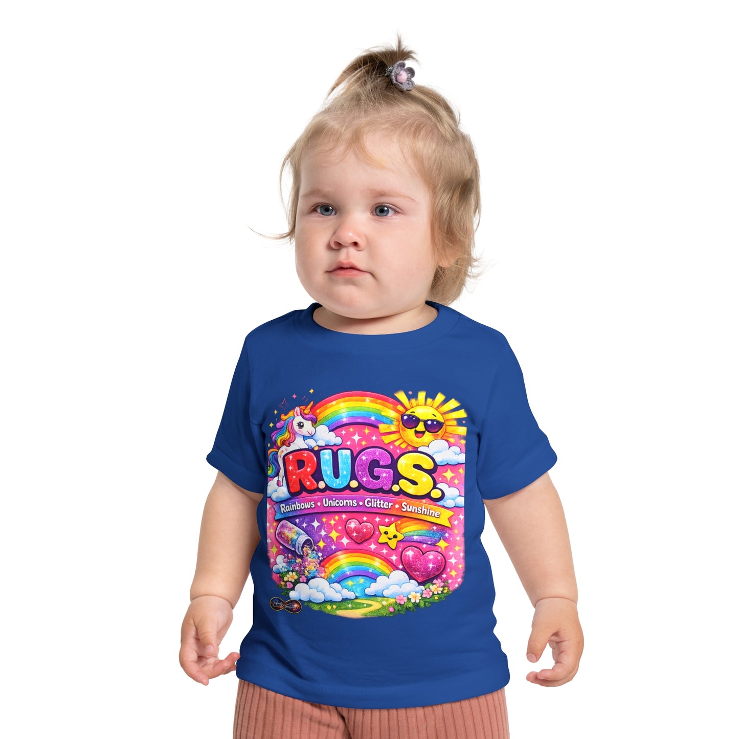 Baby T-Shirt — 'R.U.G.S.' Rainbow Unicorn Graphic Tee