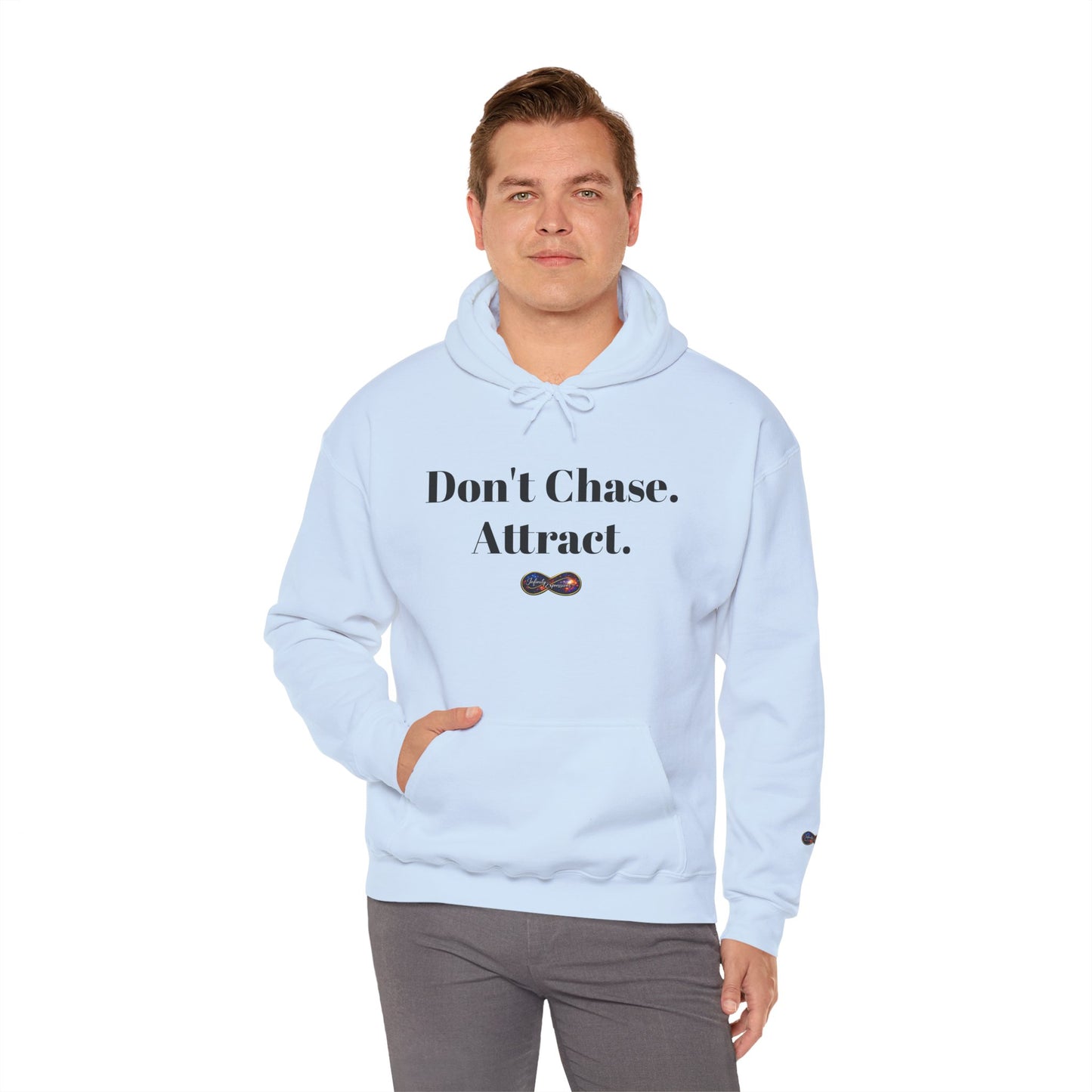 Hoodie — "Don't Chase. Attract." Minimalist Manifesto Hooded Sweatshirt