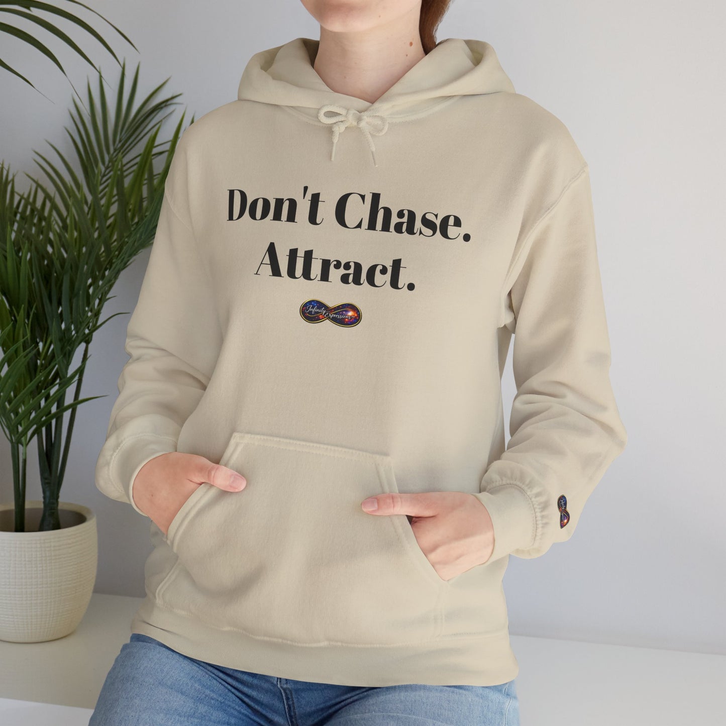 Hoodie — "Don't Chase. Attract." Minimalist Manifesto Hooded Sweatshirt