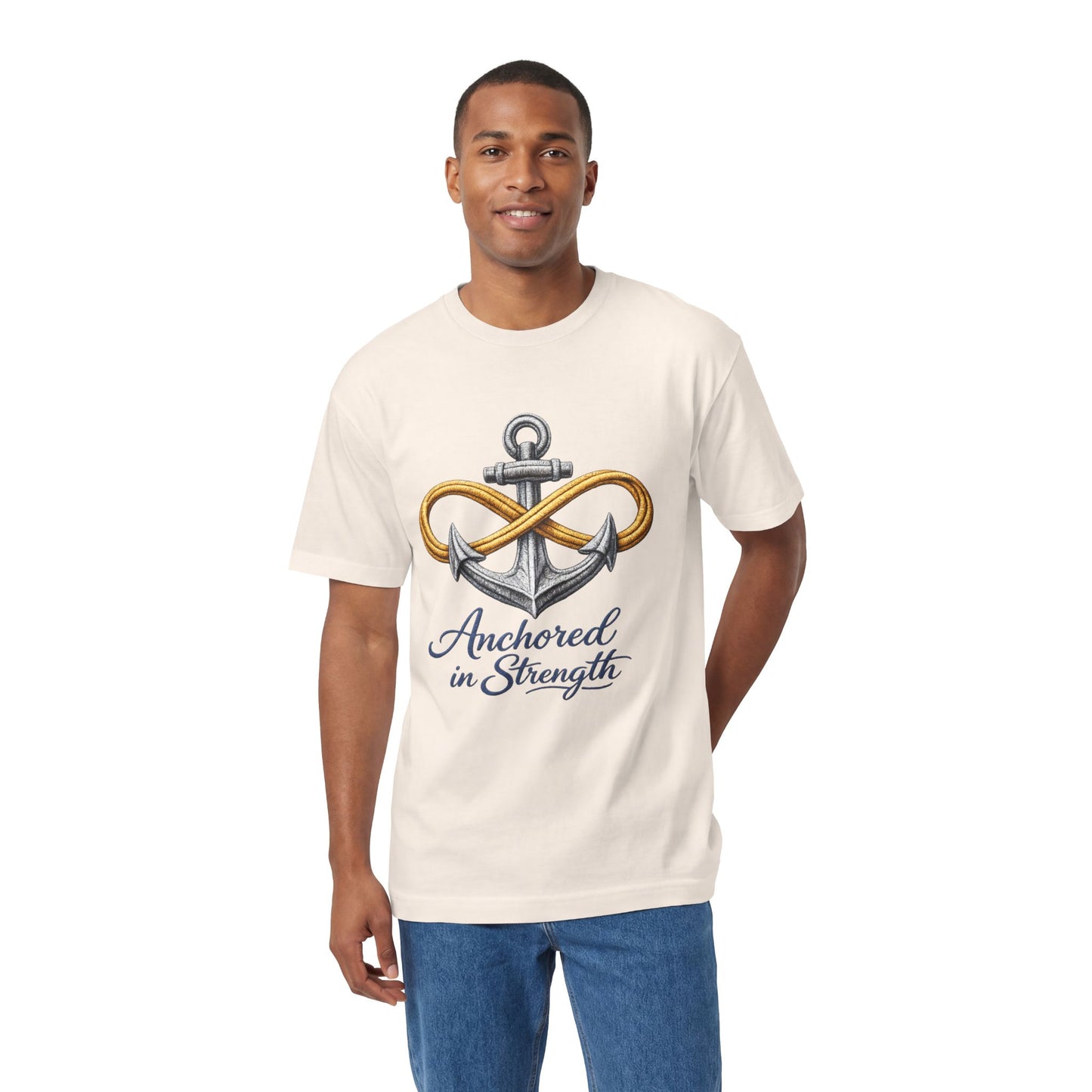 Anchored in Strength Tee — Anchor & Infinity Symbol Graphic Shirt
