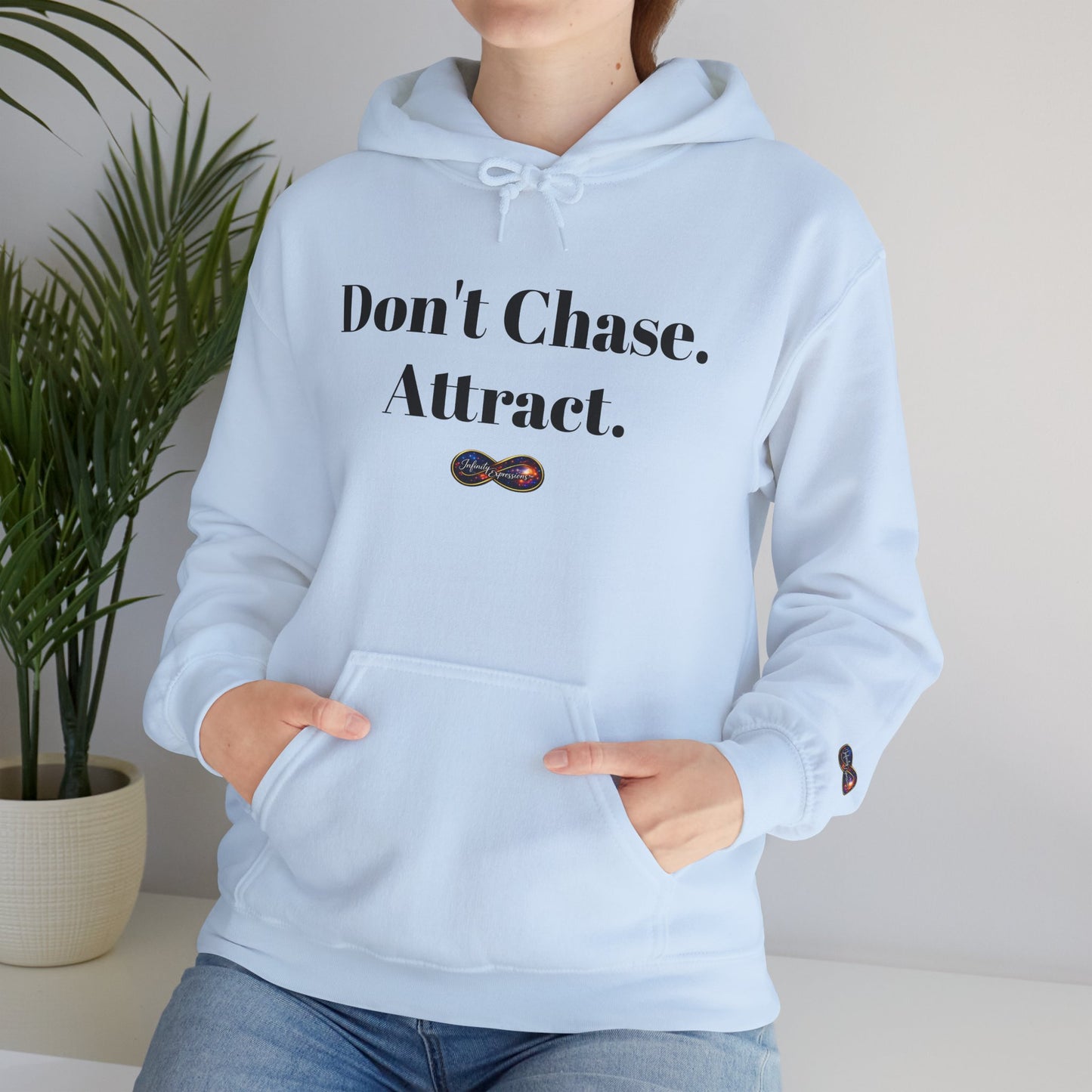 Hoodie — "Don't Chase. Attract." Minimalist Manifesto Hooded Sweatshirt