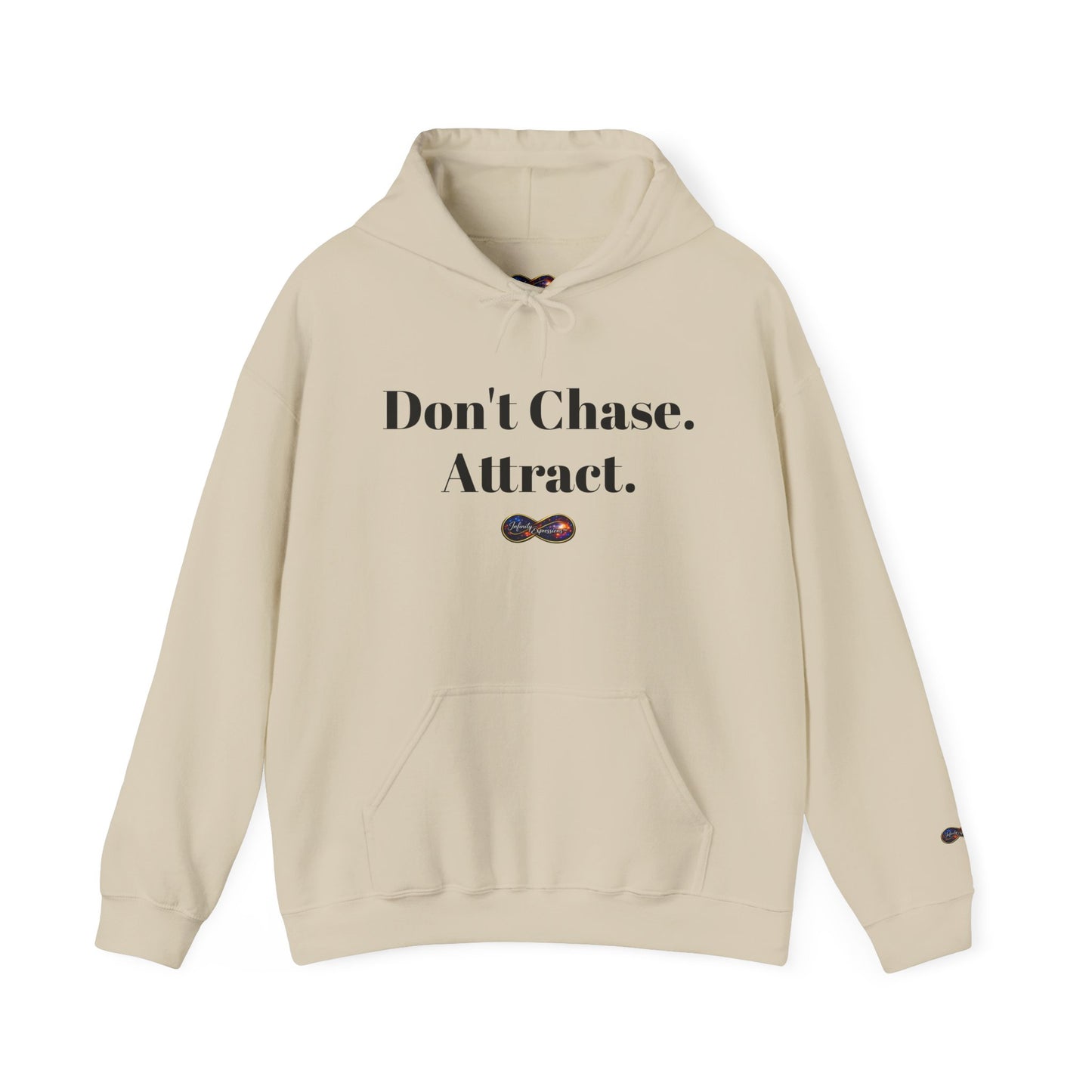 Hoodie — "Don't Chase. Attract." Minimalist Manifesto Hooded Sweatshirt