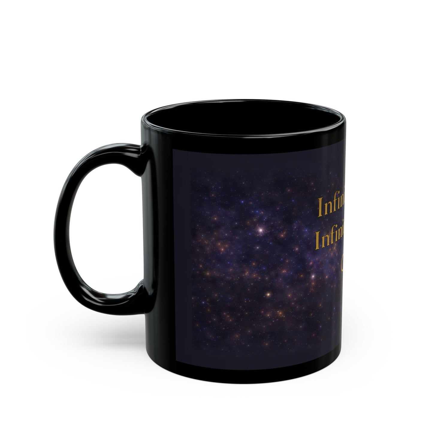 Infinite Love, Infinite Power Black Mug — Inspirational Infinity Coffee Cup