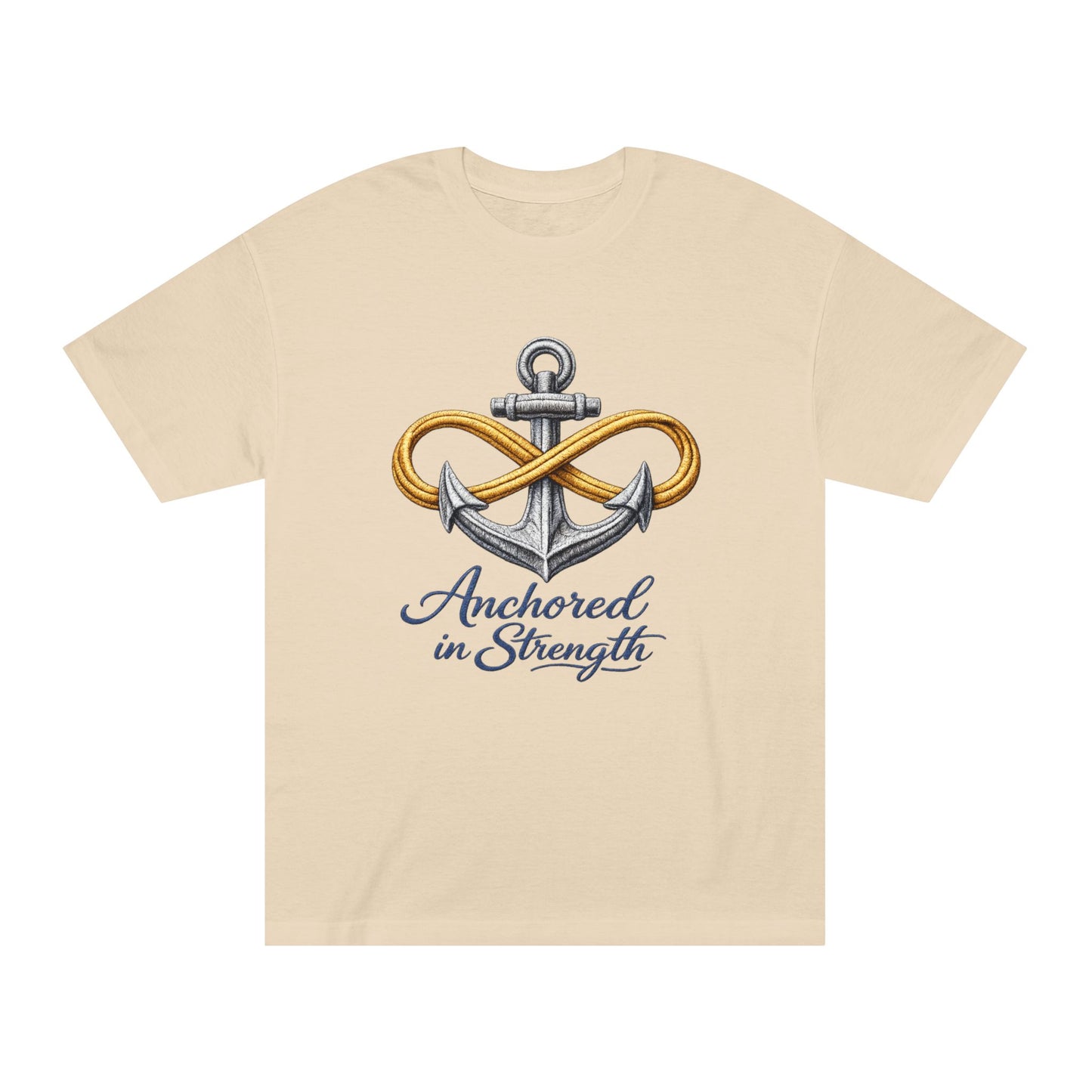 Anchored in Strength Tee — Anchor & Infinity Symbol Graphic Shirt