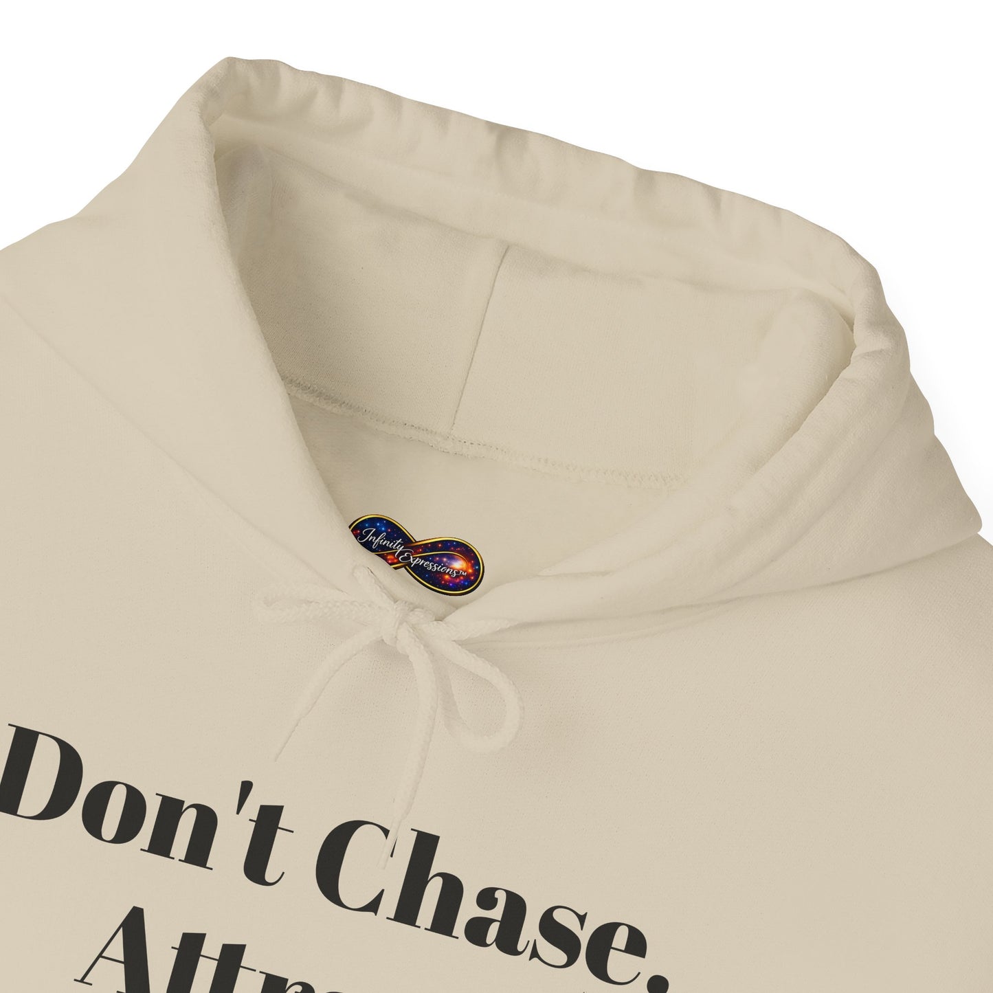 Hoodie — "Don't Chase. Attract." Minimalist Manifesto Hooded Sweatshirt