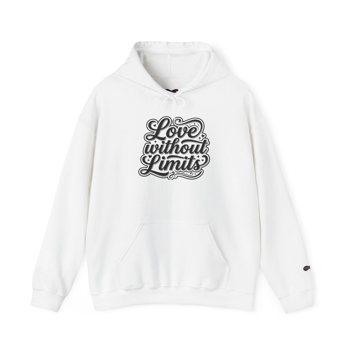 Love Without Limits Hoodie — Inspirational Script Pullover for Couples & Allies