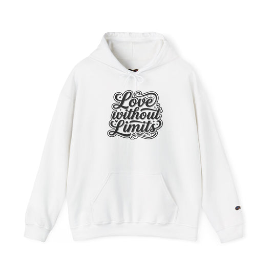 Love Without Limits Hoodie — Inspirational Script Pullover for Couples & Allies
