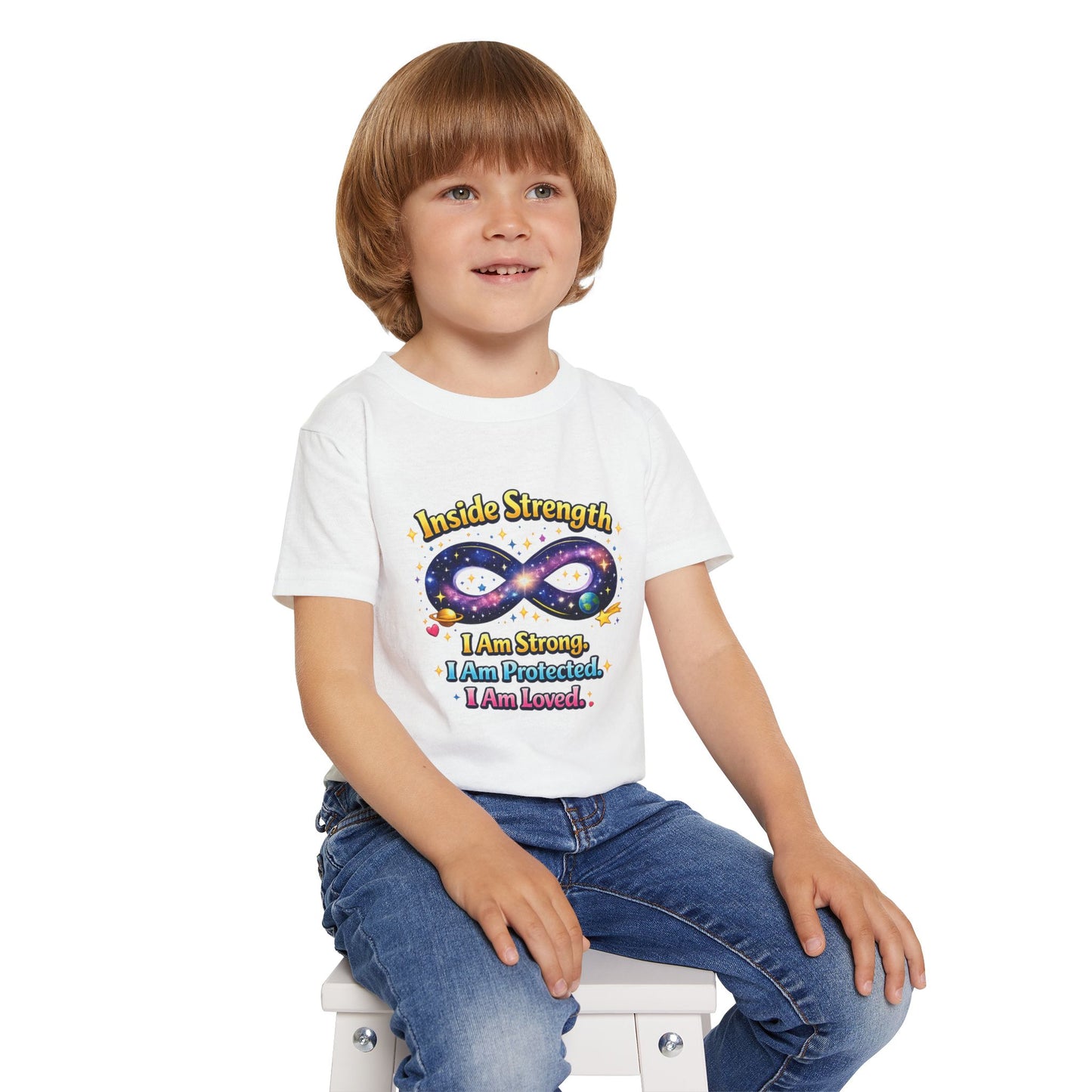Toddler T‑Shirt — "Inside Strength" Affirmation Tee (I Am Strong • I Am Protected • I Am Loved)