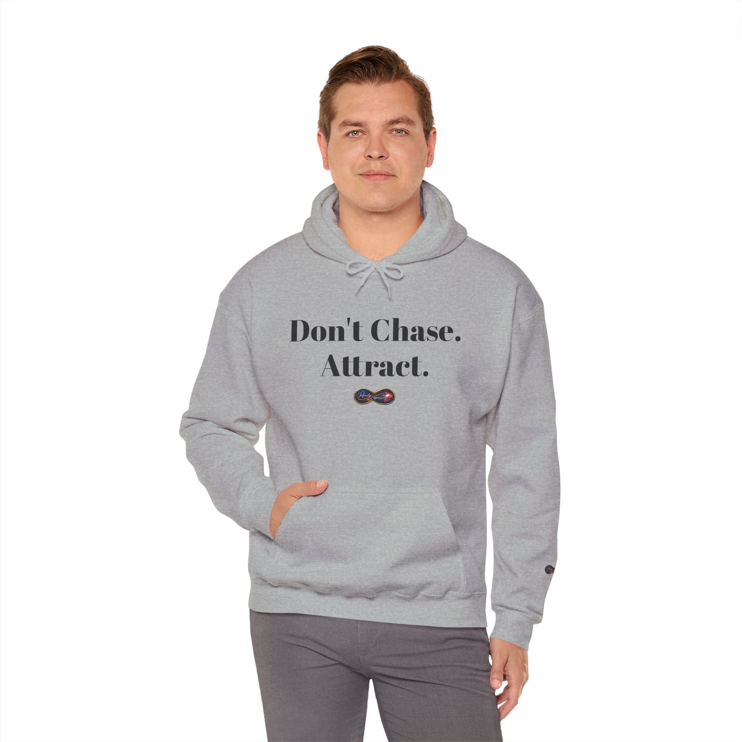 Hoodie — "Don't Chase. Attract." Minimalist Manifesto Hooded Sweatshirt