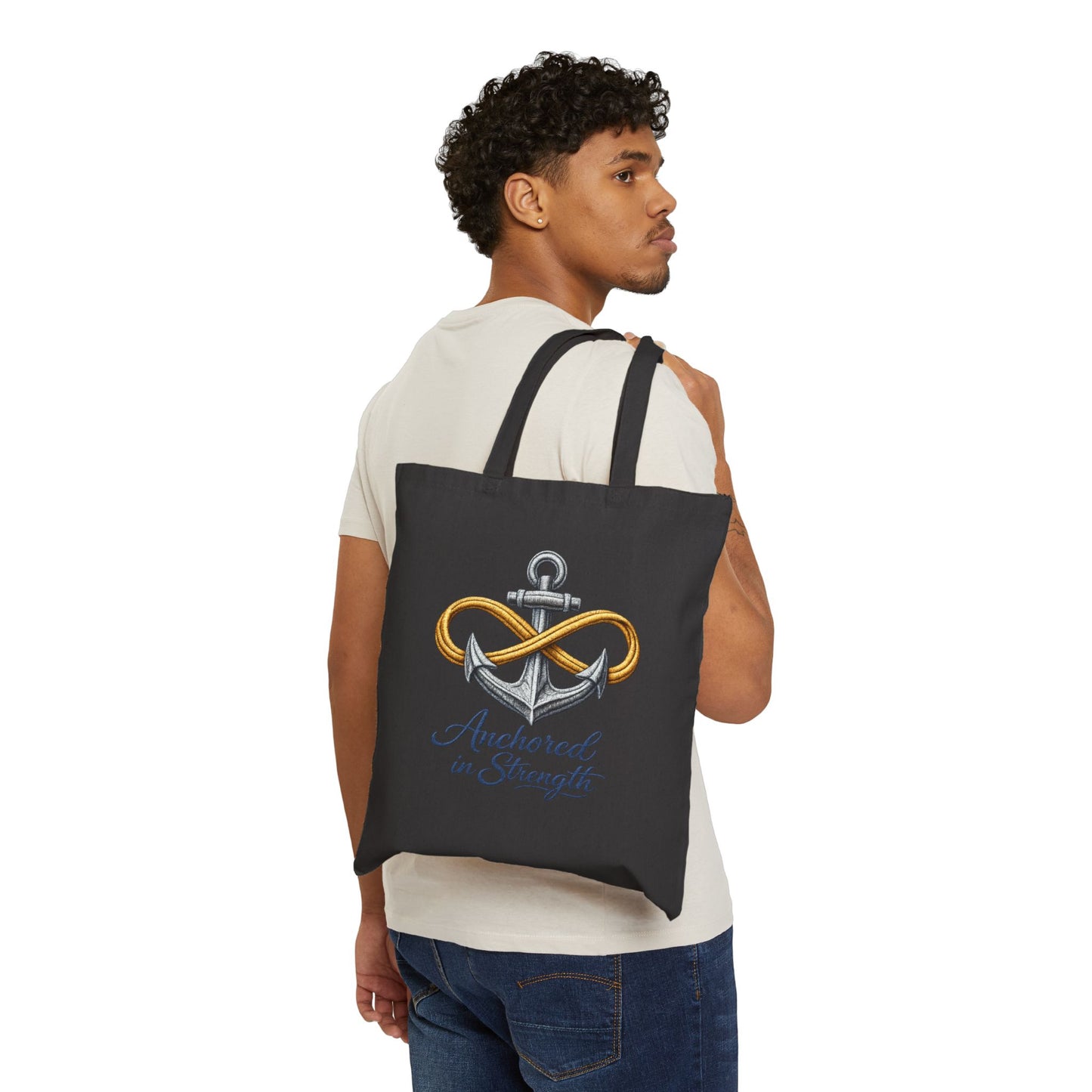 Tote Bag — "Anchored in Strength" Nautical Canvas Tote (Identity 2026)