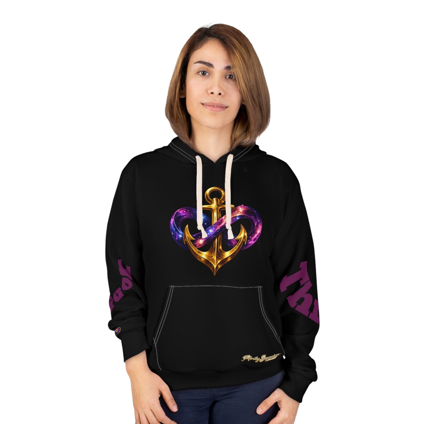 Galaxy Heart Anchor Hoodie – Nautical Space Pullover with Infinity Knot