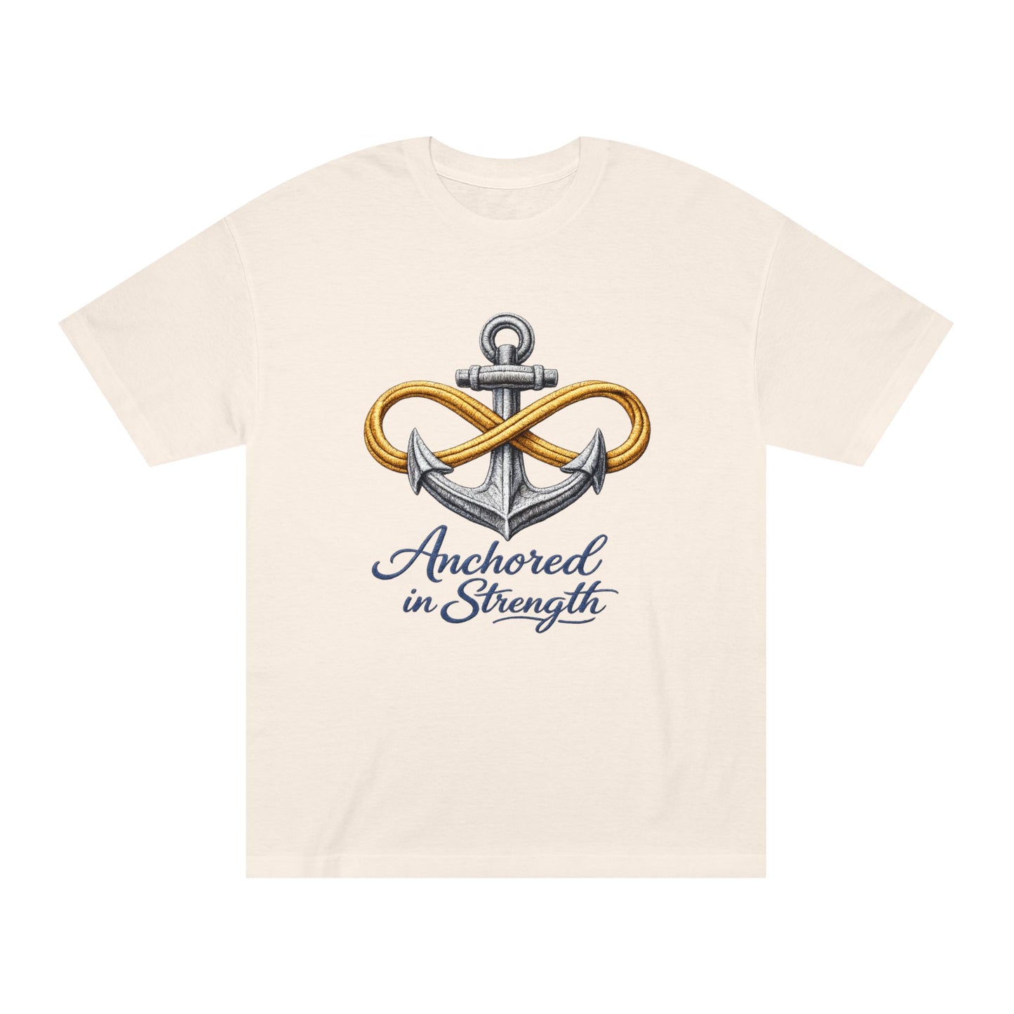 Anchored in Strength Tee — Anchor & Infinity Symbol Graphic Shirt