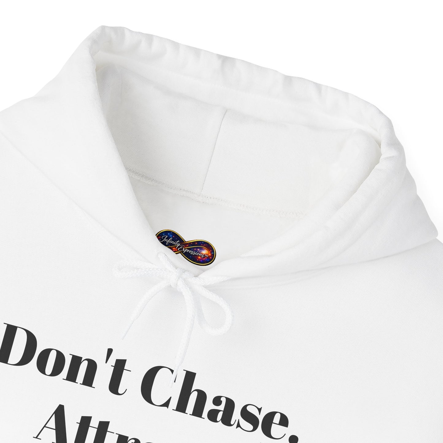 Hoodie — "Don't Chase. Attract." Minimalist Manifesto Hooded Sweatshirt