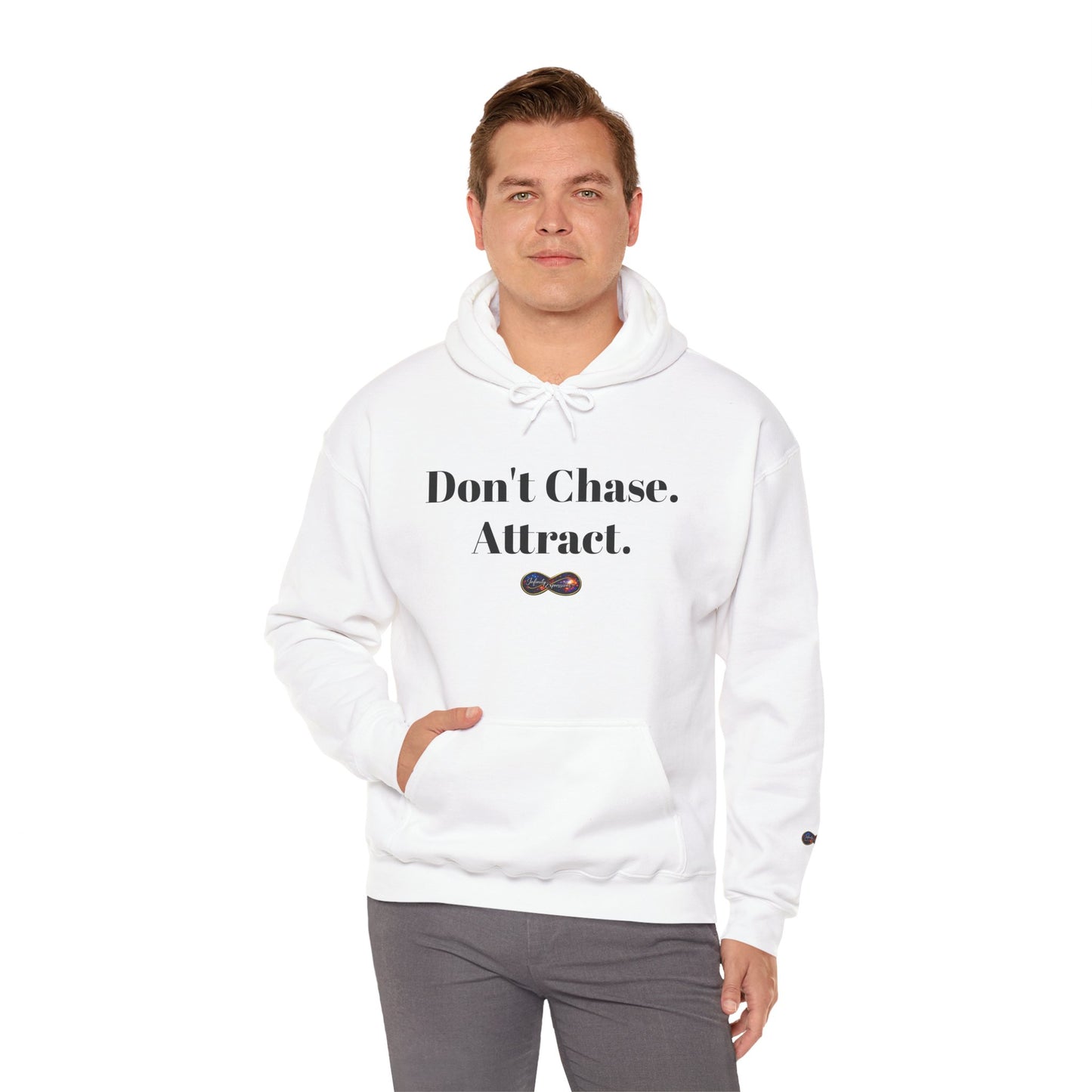 Hoodie — "Don't Chase. Attract." Minimalist Manifesto Hooded Sweatshirt