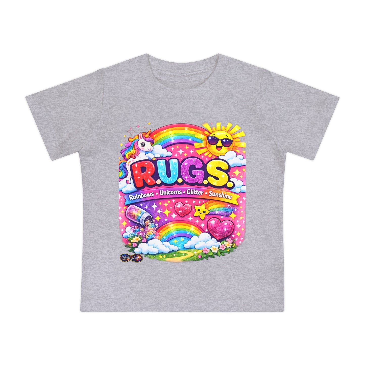Baby T-Shirt — 'R.U.G.S.' Rainbow Unicorn Graphic Tee
