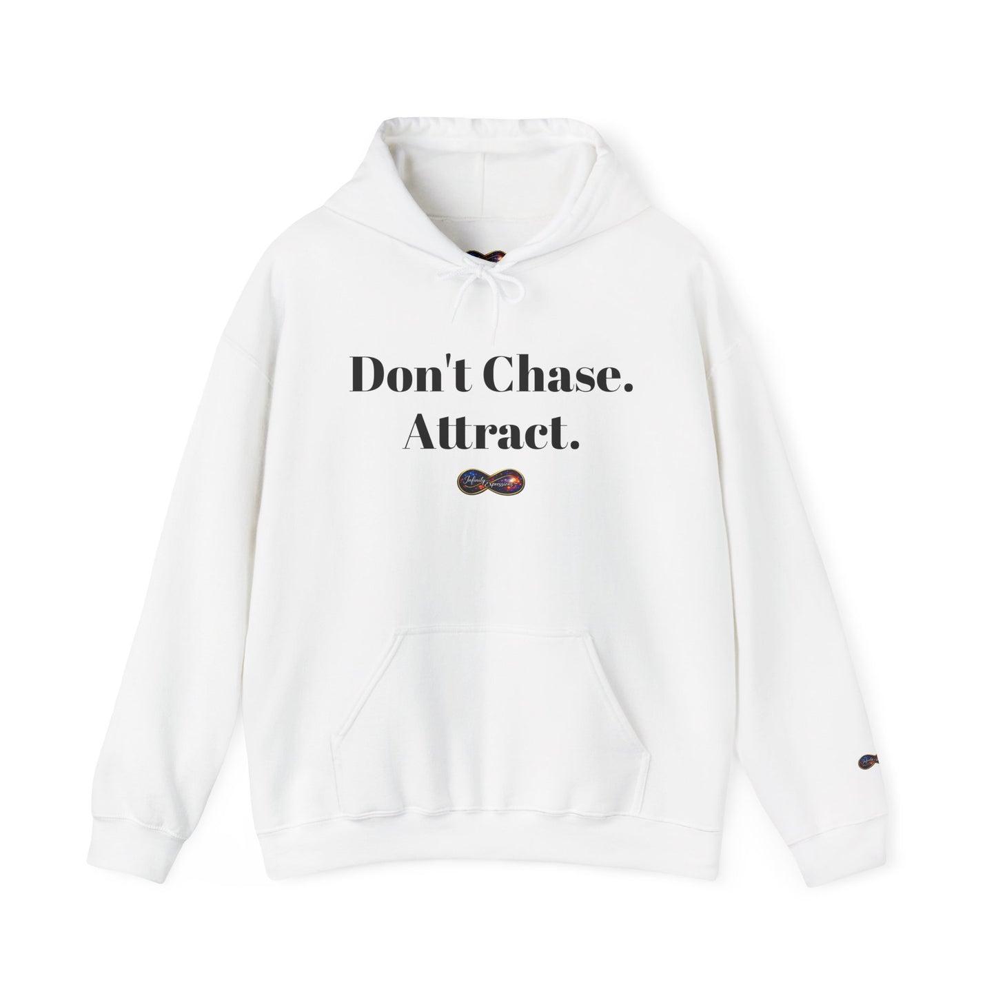 Hoodie — "Don't Chase. Attract." Minimalist Manifesto Hooded Sweatshirt