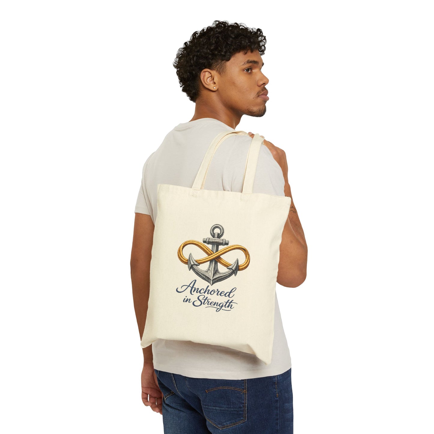 Tote Bag — "Anchored in Strength" Nautical Canvas Tote (Identity 2026)
