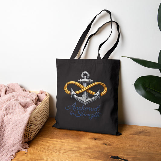 Tote Bag — "Anchored in Strength" Nautical Canvas Tote (Identity 2026)