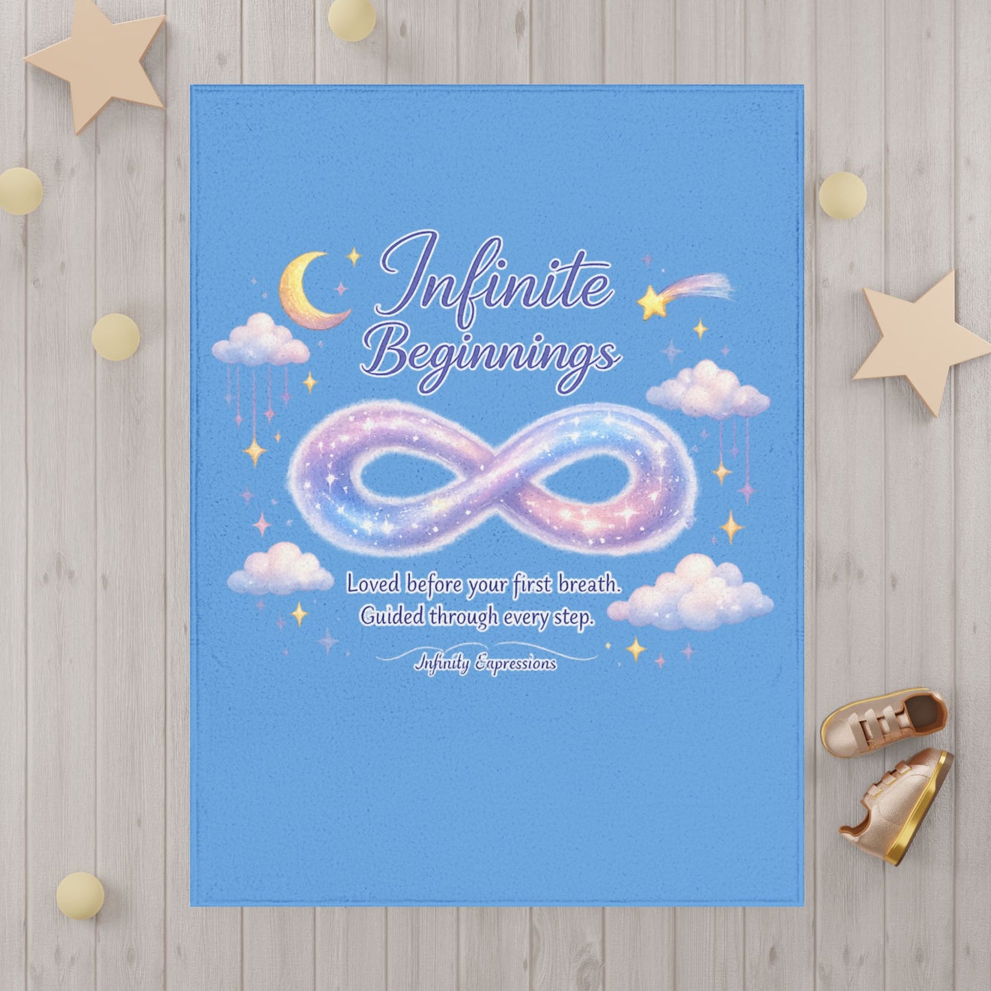 Born Infinite Toddler Blanket blue — Galaxy Infinity Design, Soft Baby Throw for Nursery