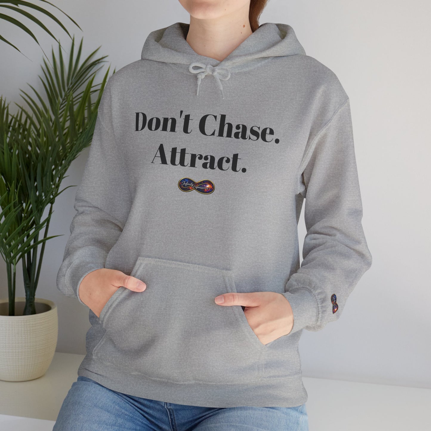 Hoodie — "Don't Chase. Attract." Minimalist Manifesto Hooded Sweatshirt