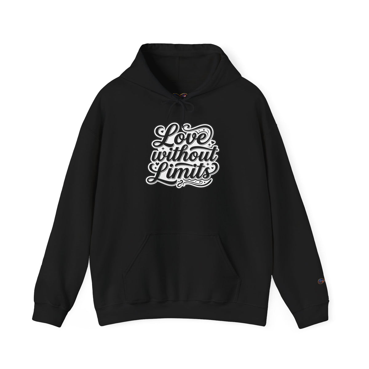 Love Without Limits Hoodie — Inspirational Script Pullover for Couples & Allies