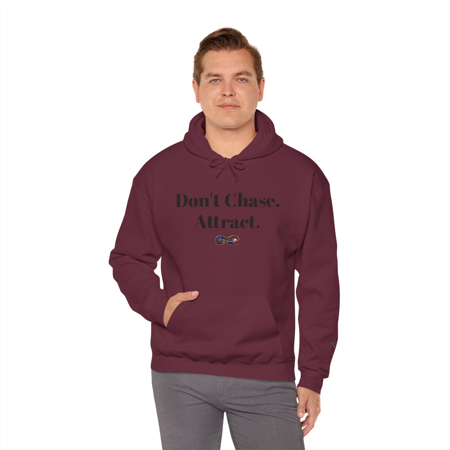 Hoodie — "Don't Chase. Attract." Minimalist Manifesto Hooded Sweatshirt