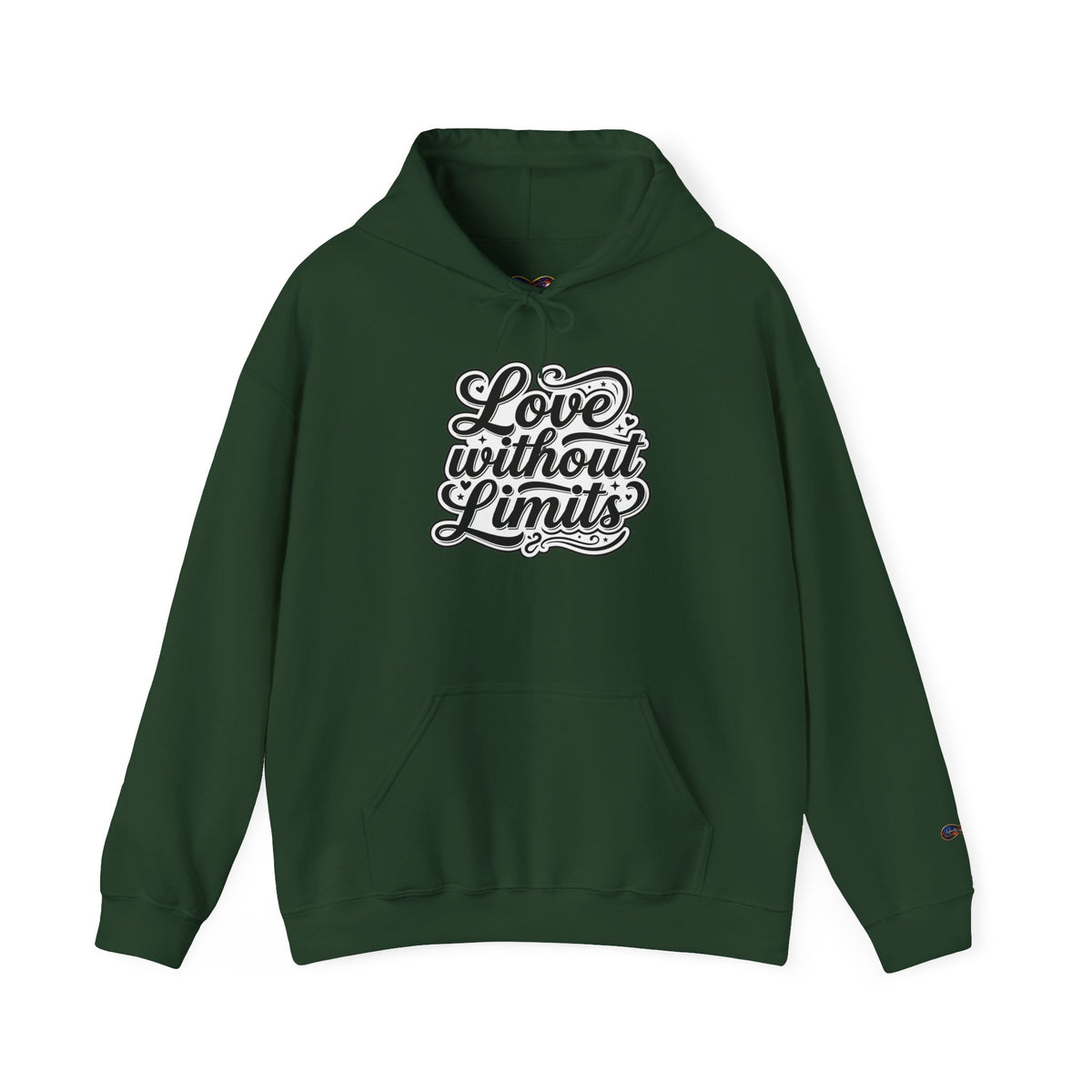 Love Without Limits Hoodie — Inspirational Script Pullover for Couples & Allies