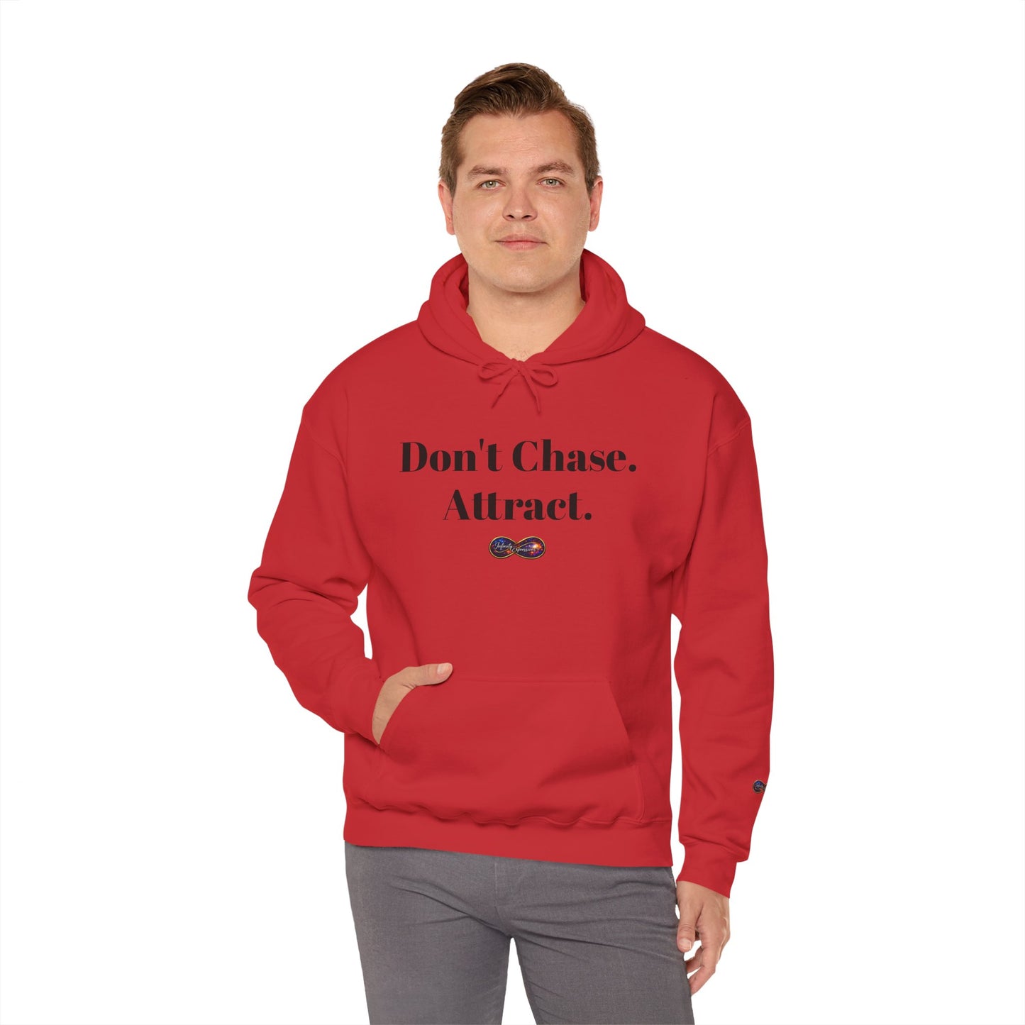 Hoodie — "Don't Chase. Attract." Minimalist Manifesto Hooded Sweatshirt