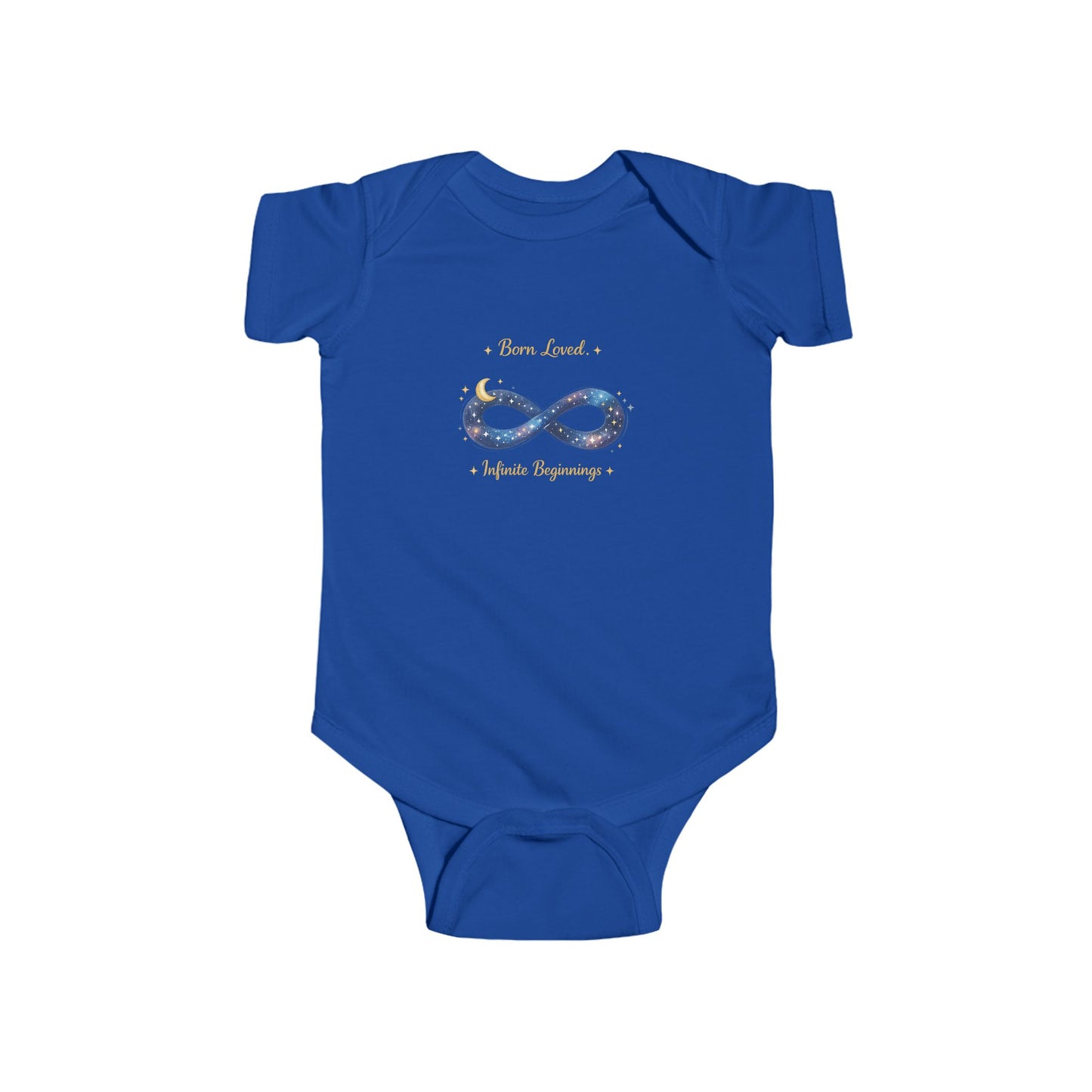 Infant Bodysuit “Born Loved” Galaxy Infinity Graphic — Newborn Baby Shower Gift