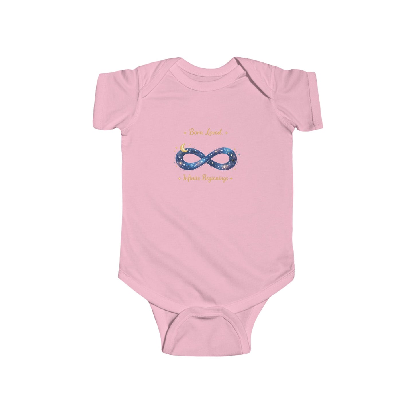 Infant Bodysuit “Born Loved” Galaxy Infinity Graphic — Newborn Baby Shower Gift