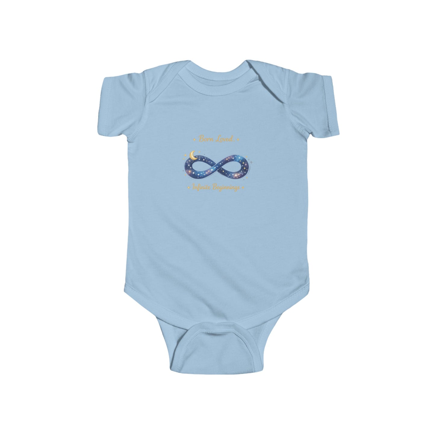 Infant Bodysuit “Born Loved” Galaxy Infinity Graphic — Newborn Baby Shower Gift