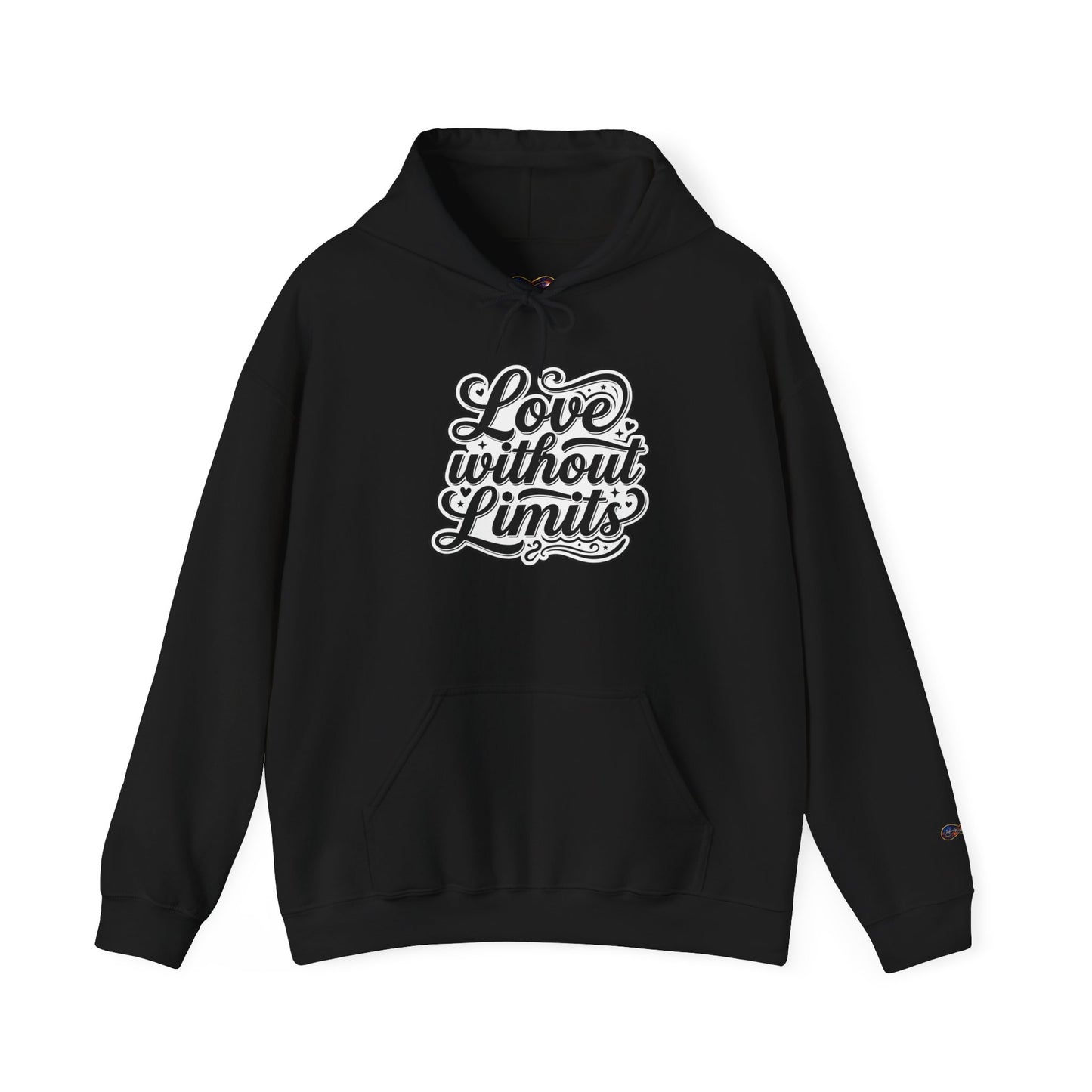 Love Without Limits Hoodie — Inspirational Script Pullover for Couples & Allies