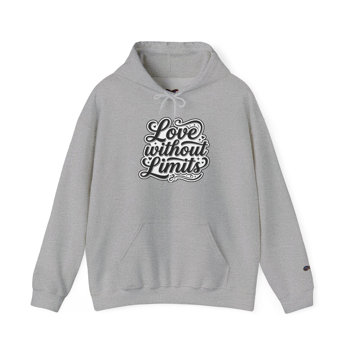 Love Without Limits Hoodie — Inspirational Script Pullover for Couples & Allies
