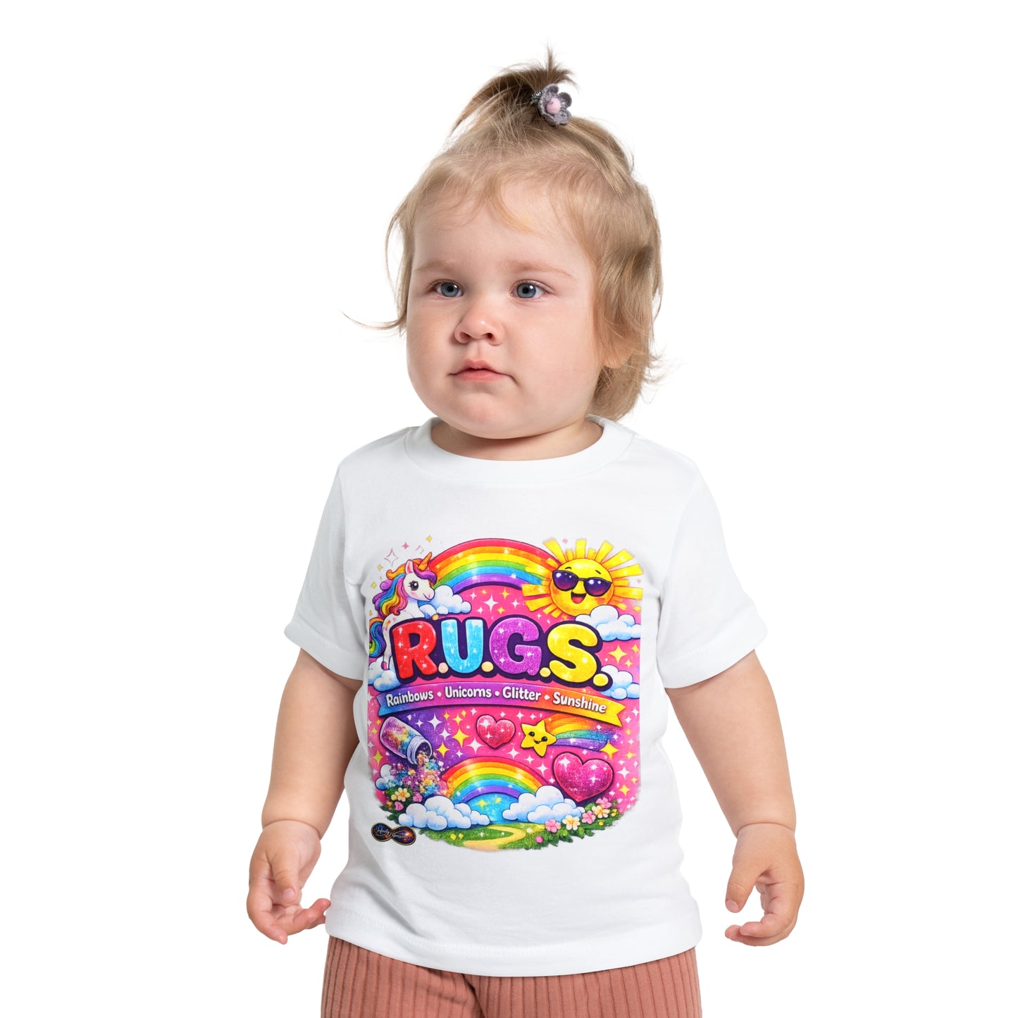 Baby T-Shirt — 'R.U.G.S.' Rainbow Unicorn Graphic Tee