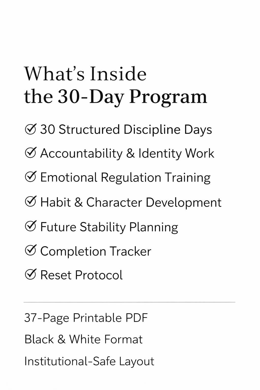 Inside Strength 30-Day Discipline Workbook for Incarcerated Individuals | Prison Support Printable PDF | Institutional Compliant