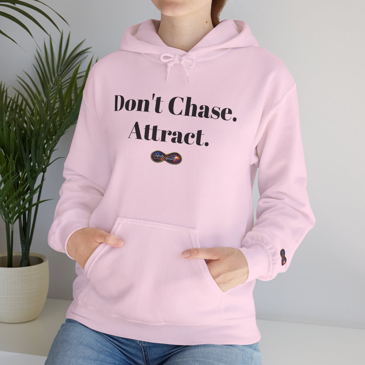 Hoodie — "Don't Chase. Attract." Minimalist Manifesto Hooded Sweatshirt