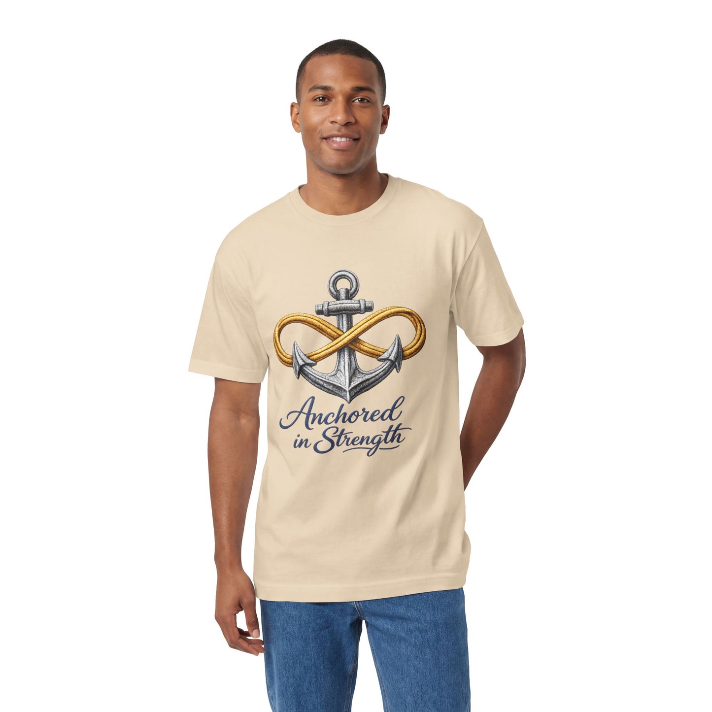 Anchored in Strength Tee — Anchor & Infinity Symbol Graphic Shirt
