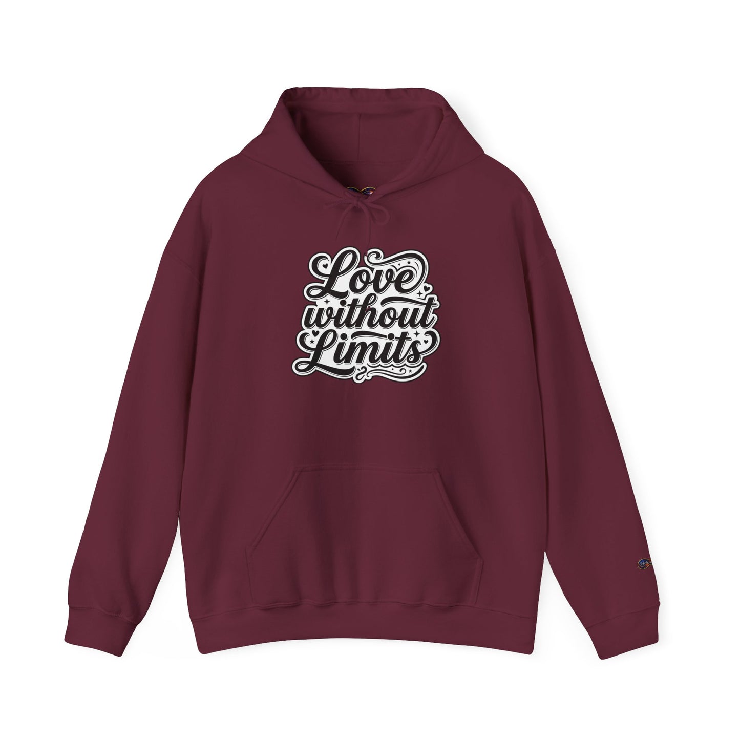 Love Without Limits Hoodie — Inspirational Script Pullover for Couples & Allies