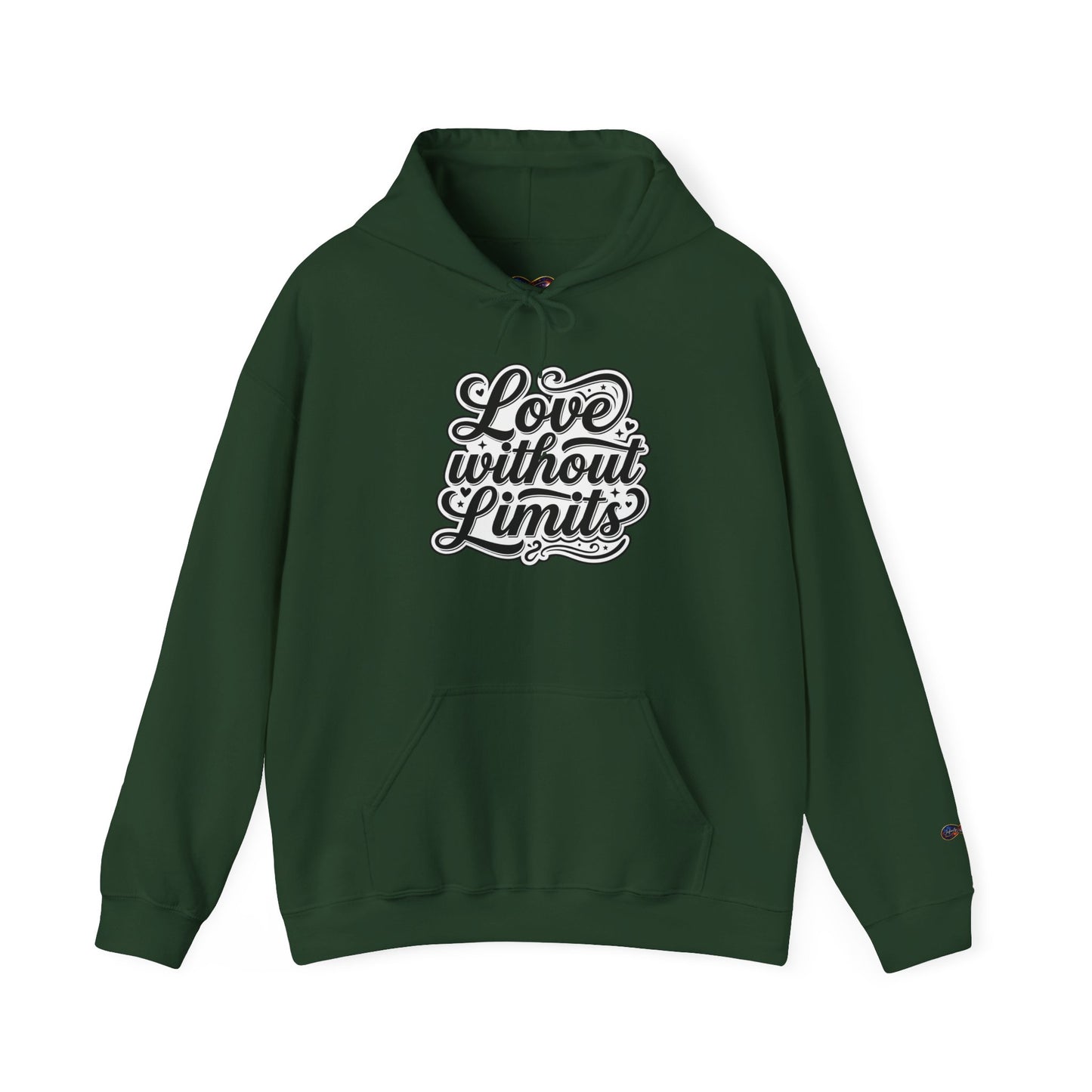 Love Without Limits Hoodie — Inspirational Script Pullover for Couples & Allies