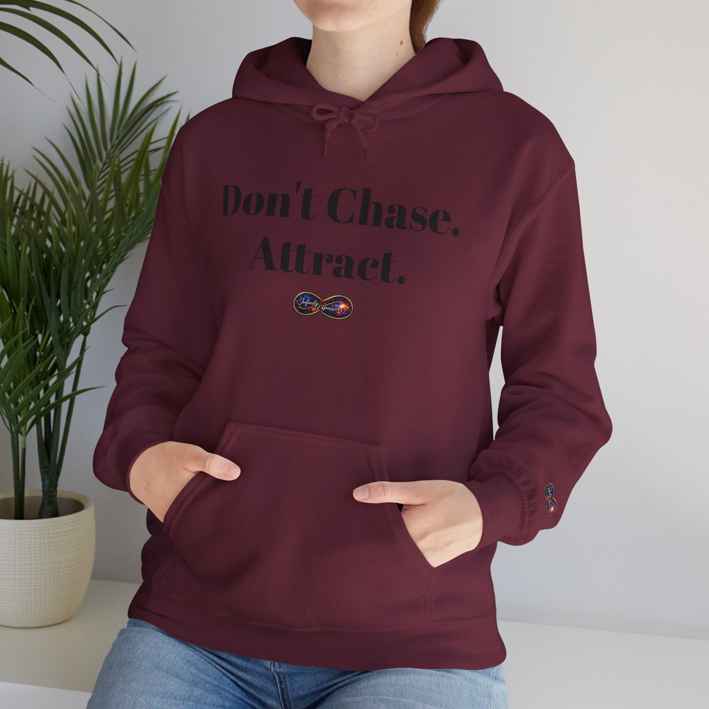 Hoodie — "Don't Chase. Attract." Minimalist Manifesto Hooded Sweatshirt