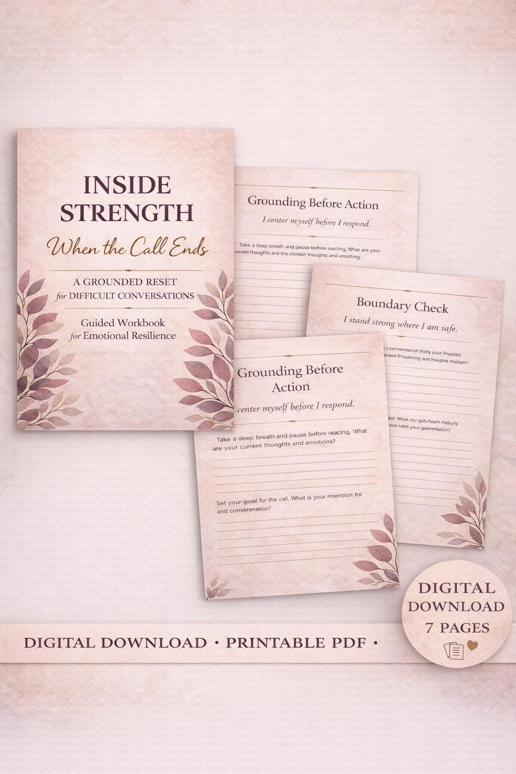 When the Call Ends Printable Workbook | Emotional Reset Guide for Parents & Partners | Digital Download PDF