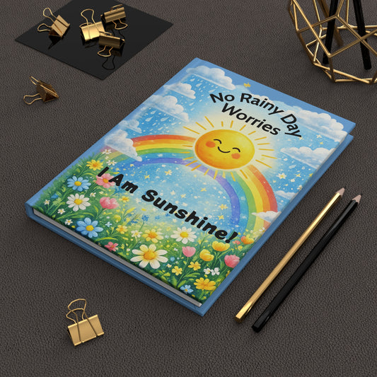No Rainy Day Worries Hardcover Journal — "I Am Sunshine" Inspirational Notebook