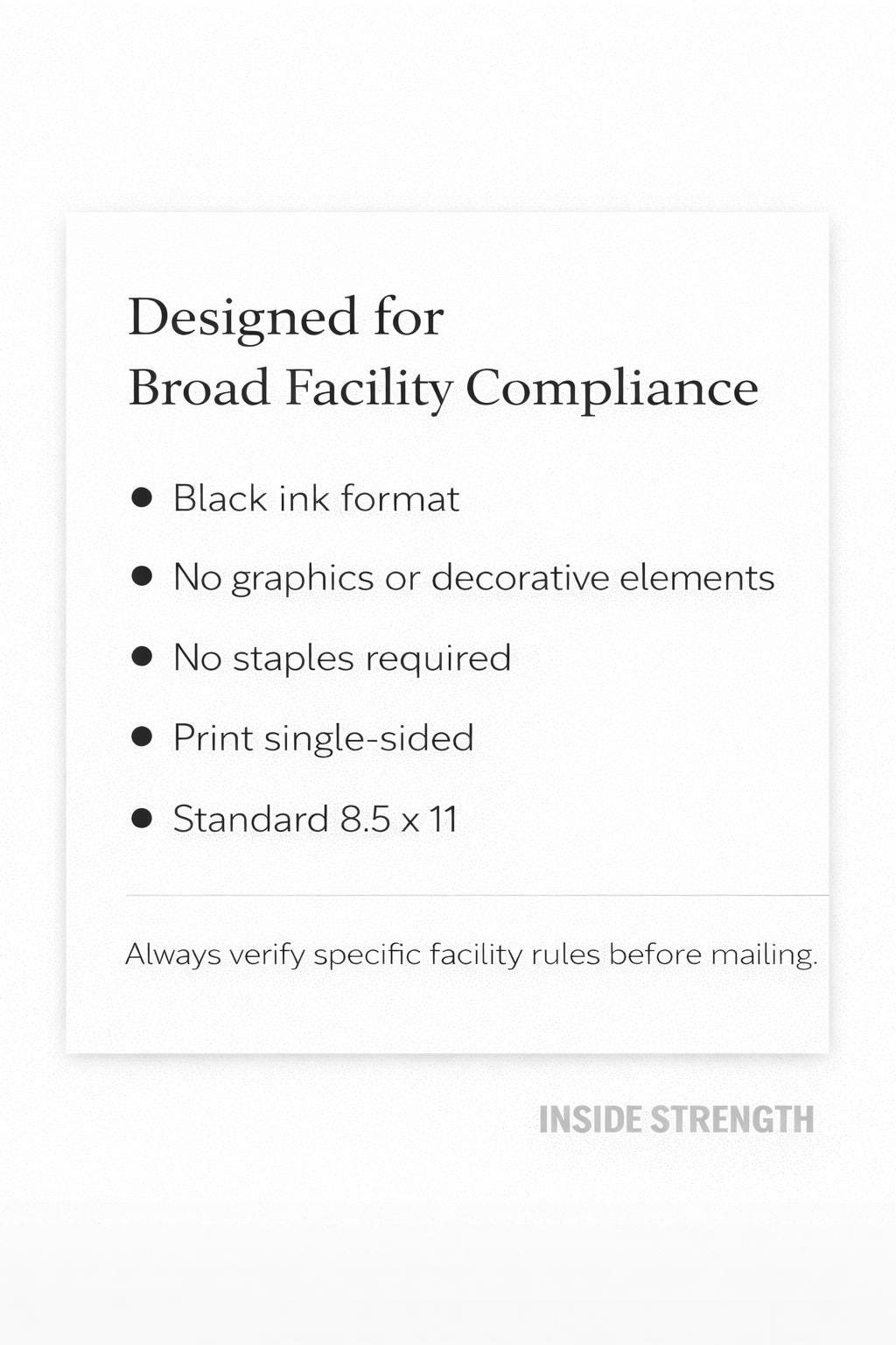 Inside Strength 30-Day Discipline Workbook for Incarcerated Individuals | Prison Support Printable PDF | Institutional Compliant