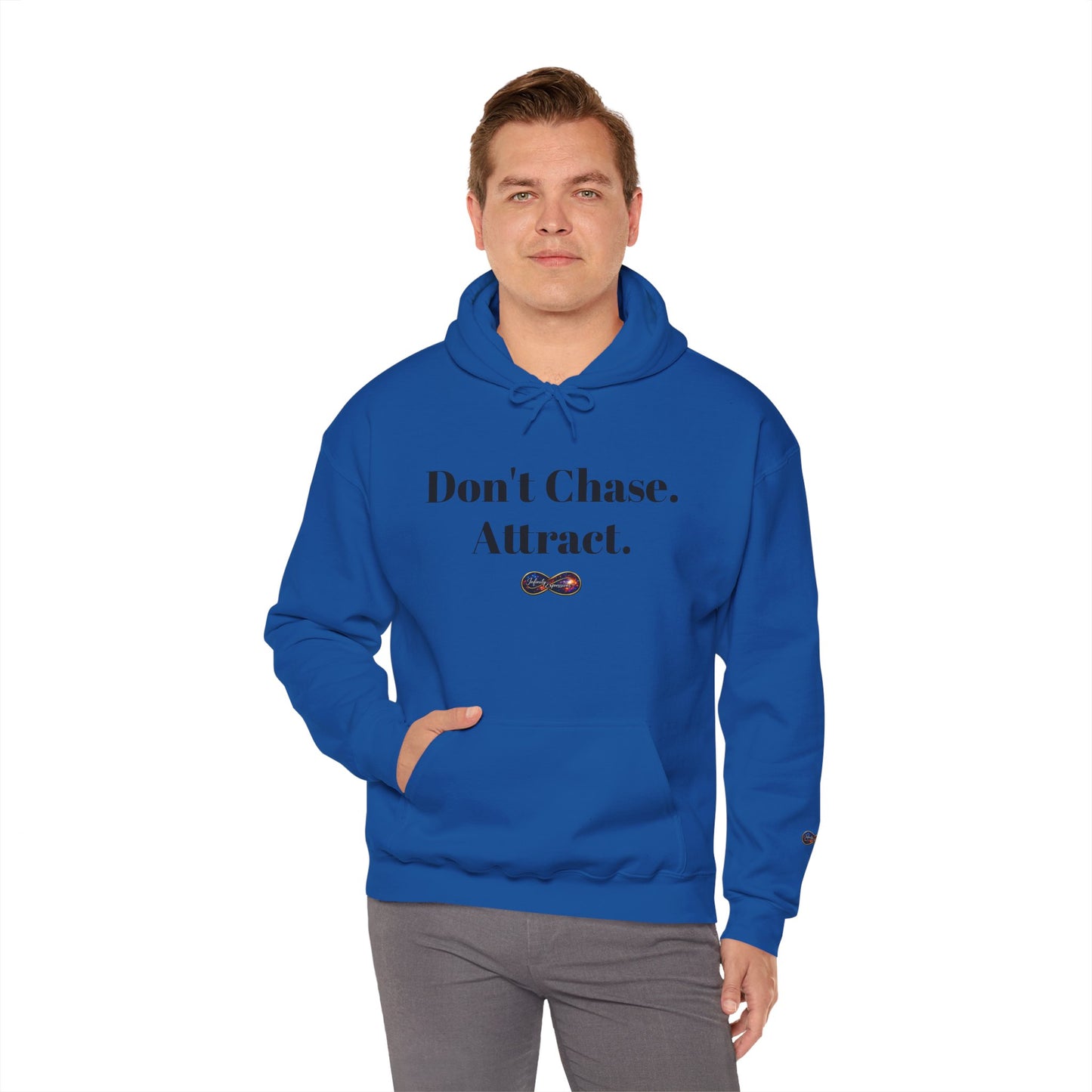 Hoodie — "Don't Chase. Attract." Minimalist Manifesto Hooded Sweatshirt