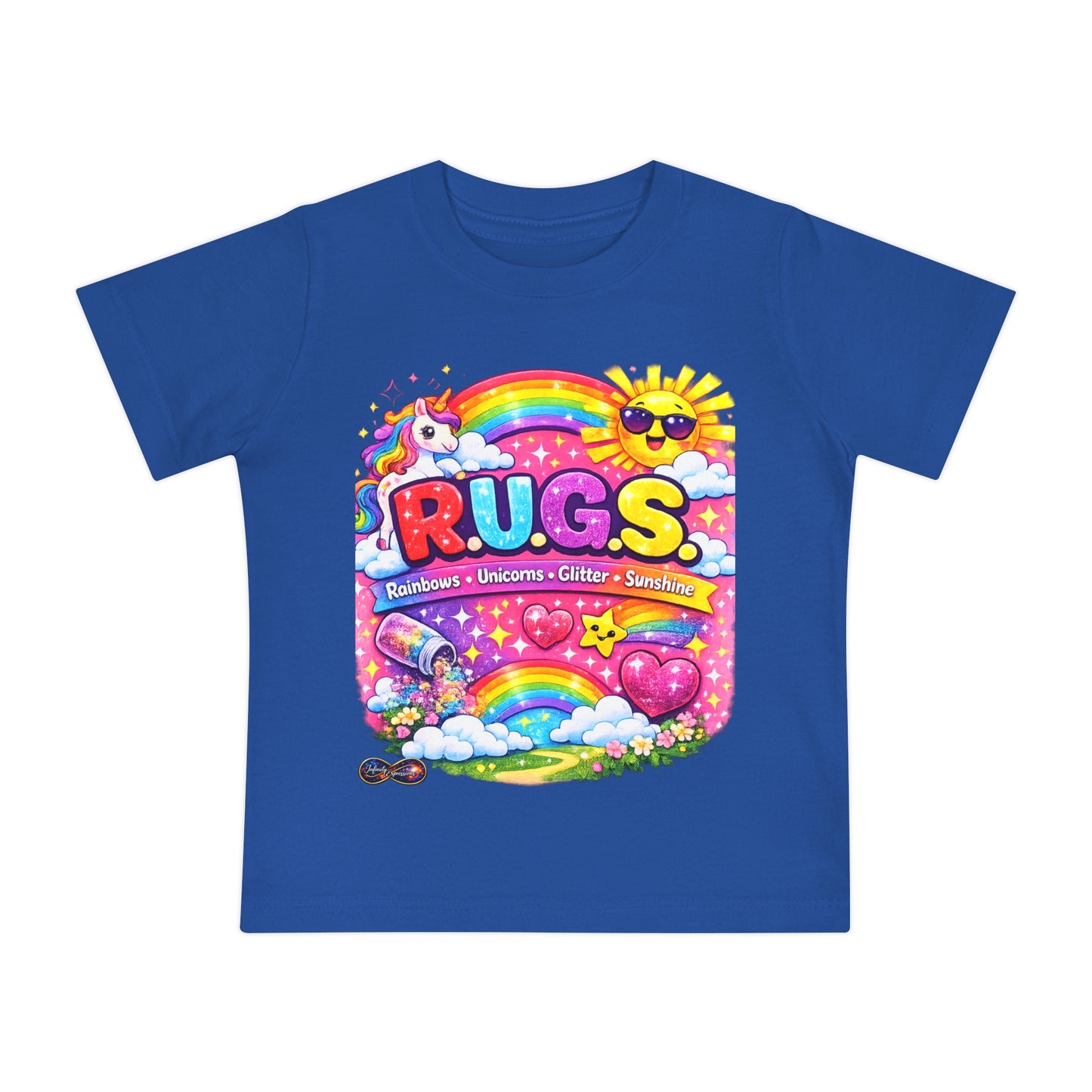 Baby T-Shirt — 'R.U.G.S.' Rainbow Unicorn Graphic Tee