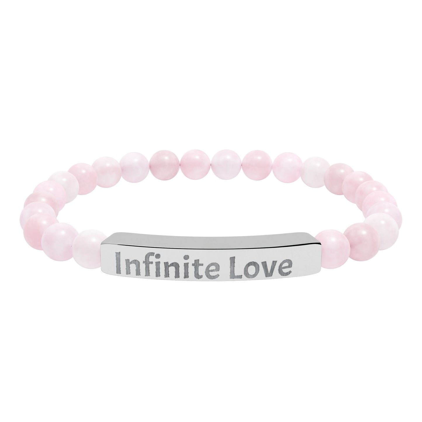 Engraved Natural Stone Bar Bracelet — "Infinite Love" Stretch Beaded Bracelet